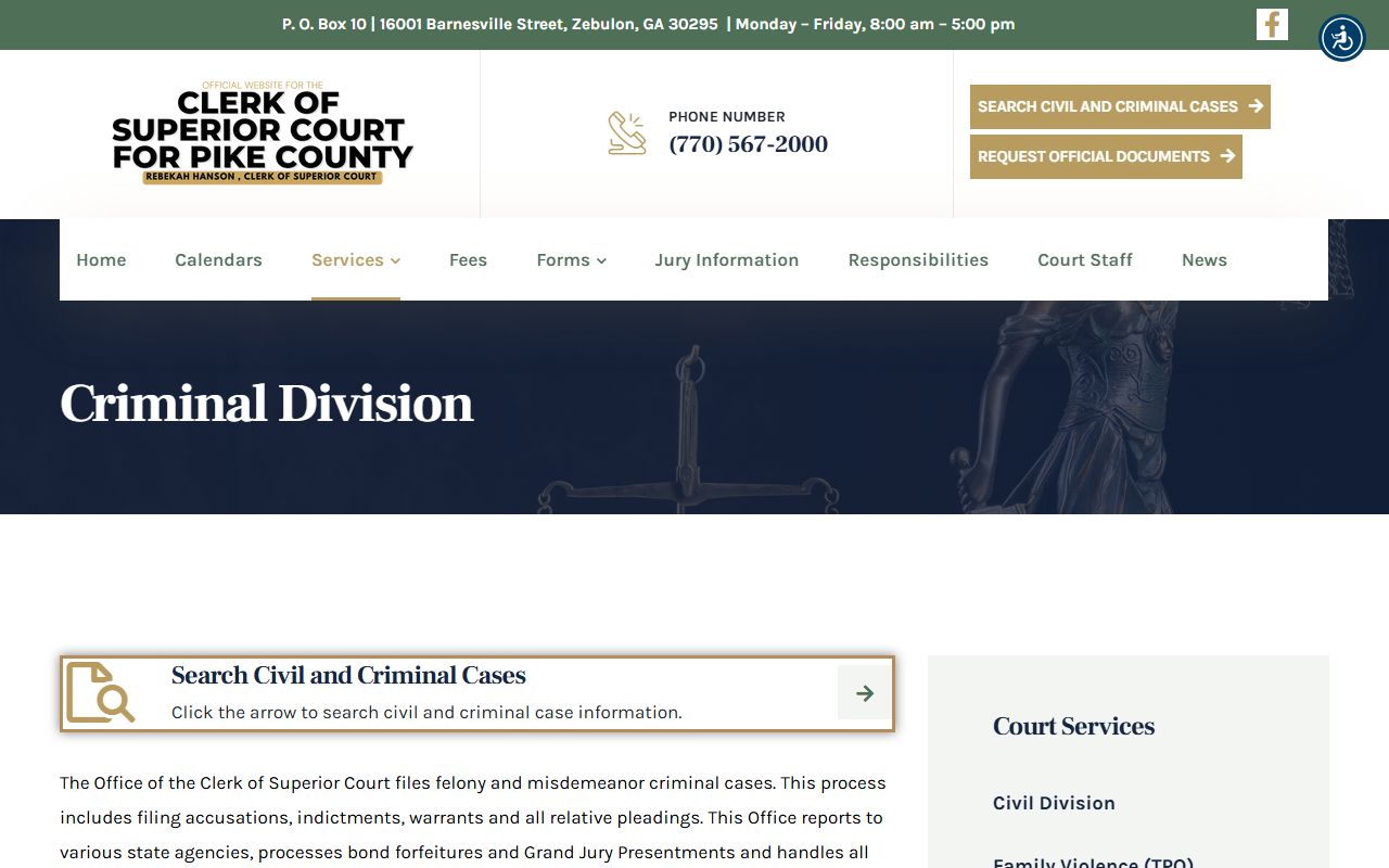 Pike County court records after jail arrest clerk criminal division source