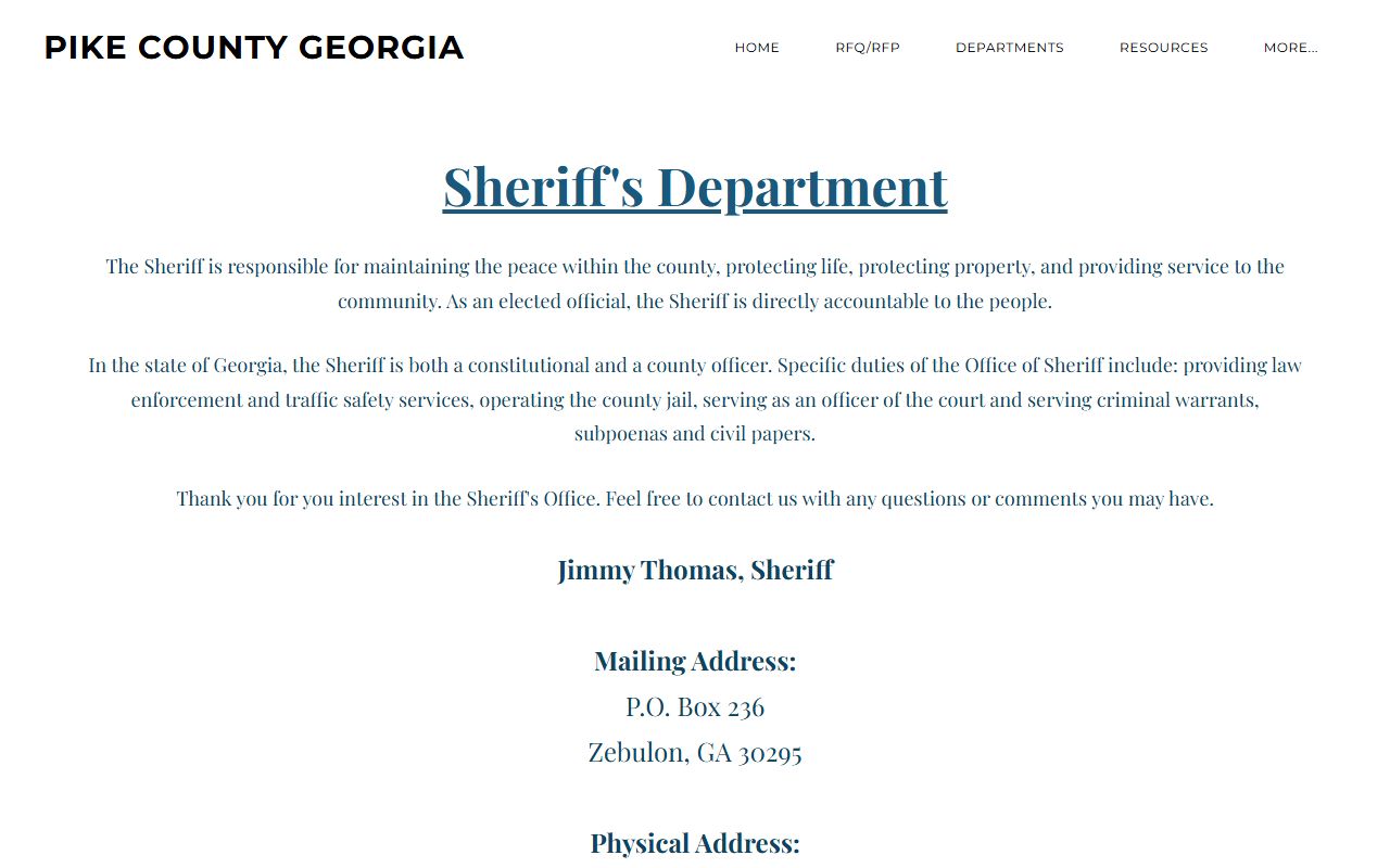 Pike County Sheriff's Office inmate population and jail contact source